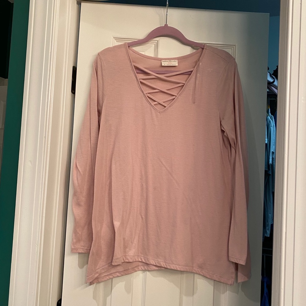 Long sleeve pale pink shirt